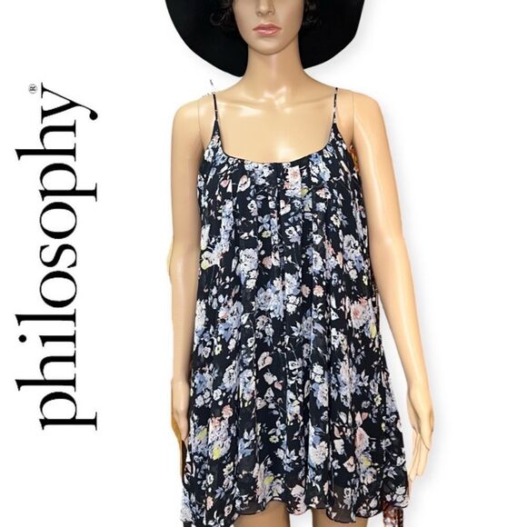 Navy Floral Philosophy Dress- M - Picture 1 of 9
